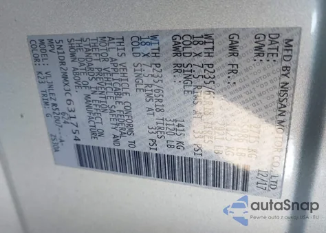 2018 Nissan Pathfinder Sv из США, поврежденный, VIN 5N1DR2MMXJC631754